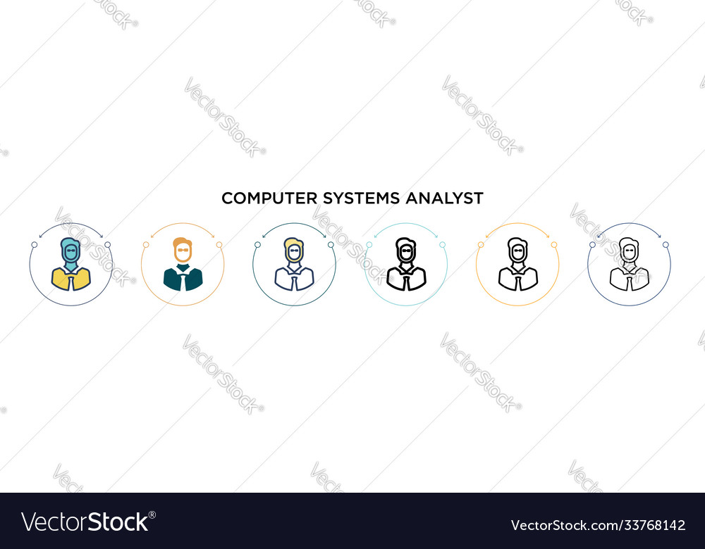 Computer systems analyst icon in filled thin line vector image Computer systems analyst icon in filled thin line