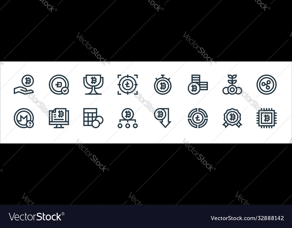 Cryptocurrency line icons linear set quality Vector Image Cryptocurrency line icons linear set quality