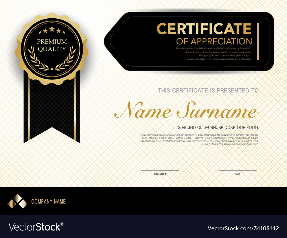 Diploma certificate template black and gold color Vector Image