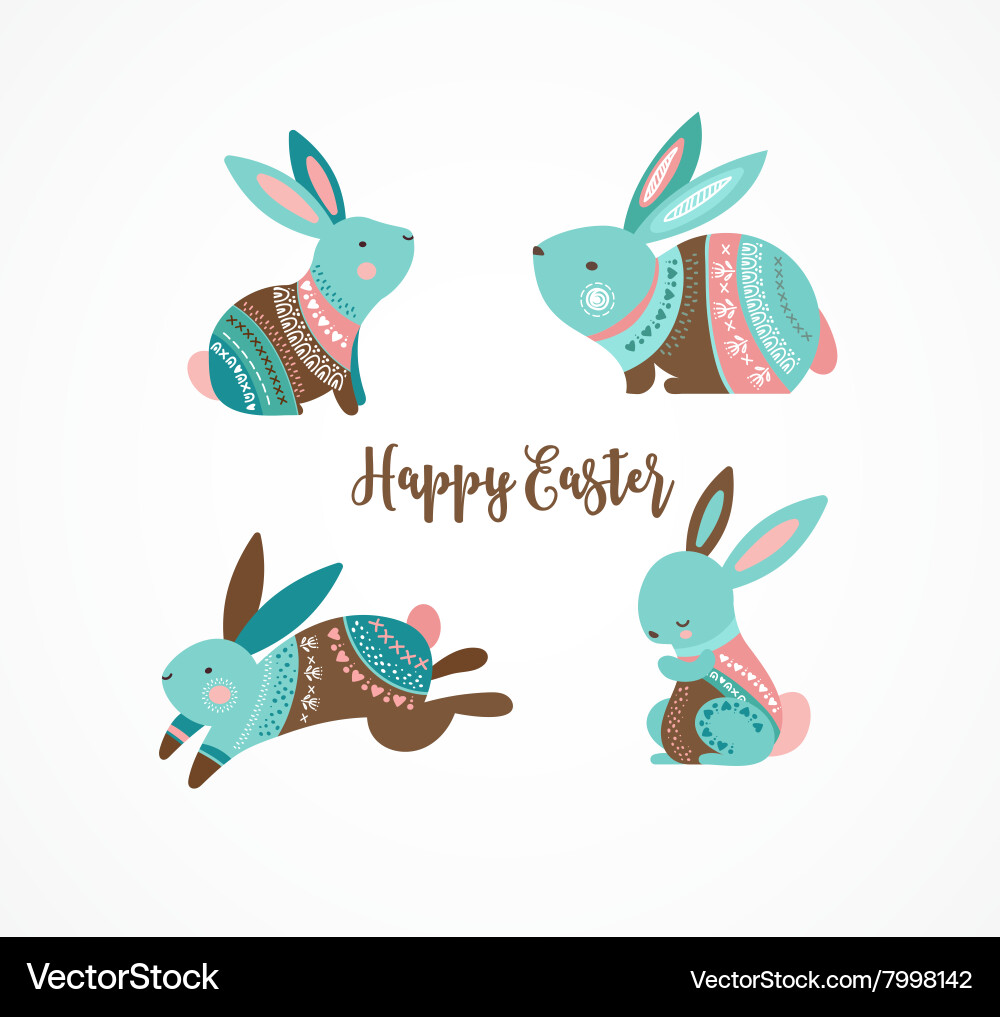 Easter cute patterned bunny Royalty Free Vector Image