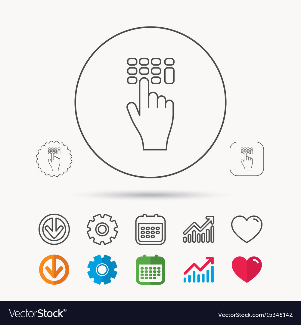 Enter pin code icon click hand pointer sign