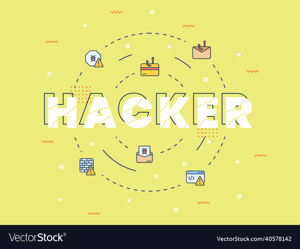 Hacker concept with word or text on center vector image Hacker concept with word or text on center