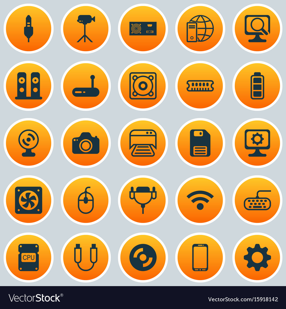 Hardware icons set collection of power generator
