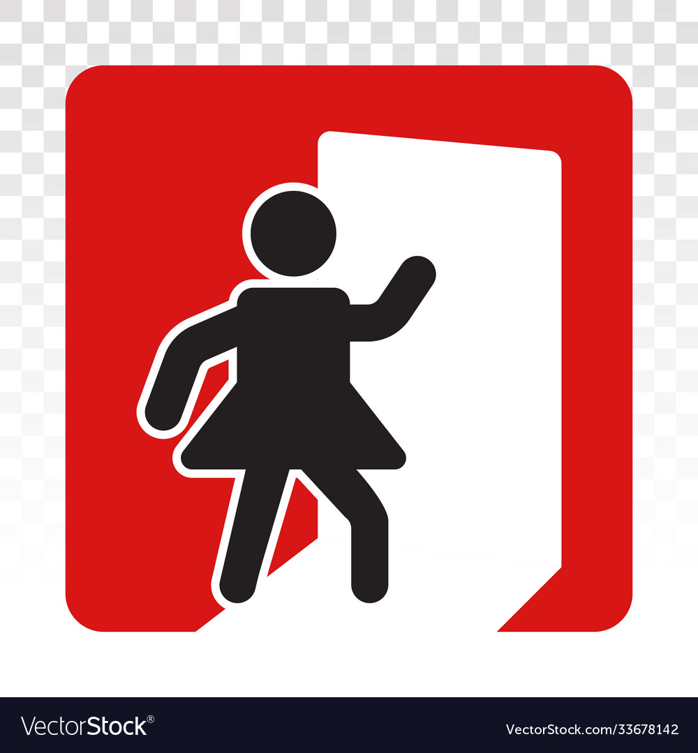 Person exit sign flat icon for app or website Vector Image