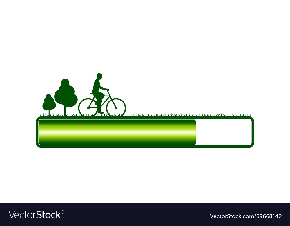 Progress or loading bar with man on bicycle