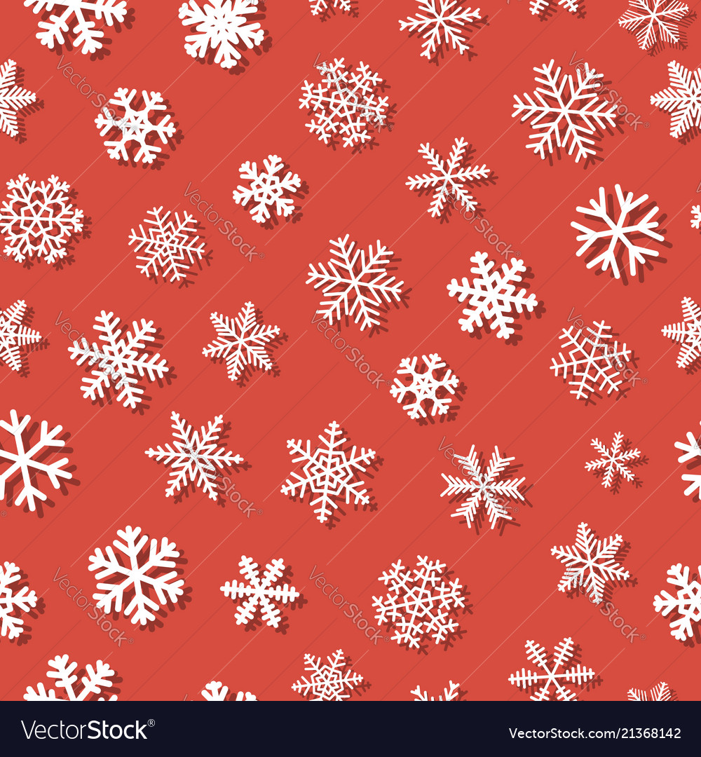 Seamless pattern of snowflakes with shadows