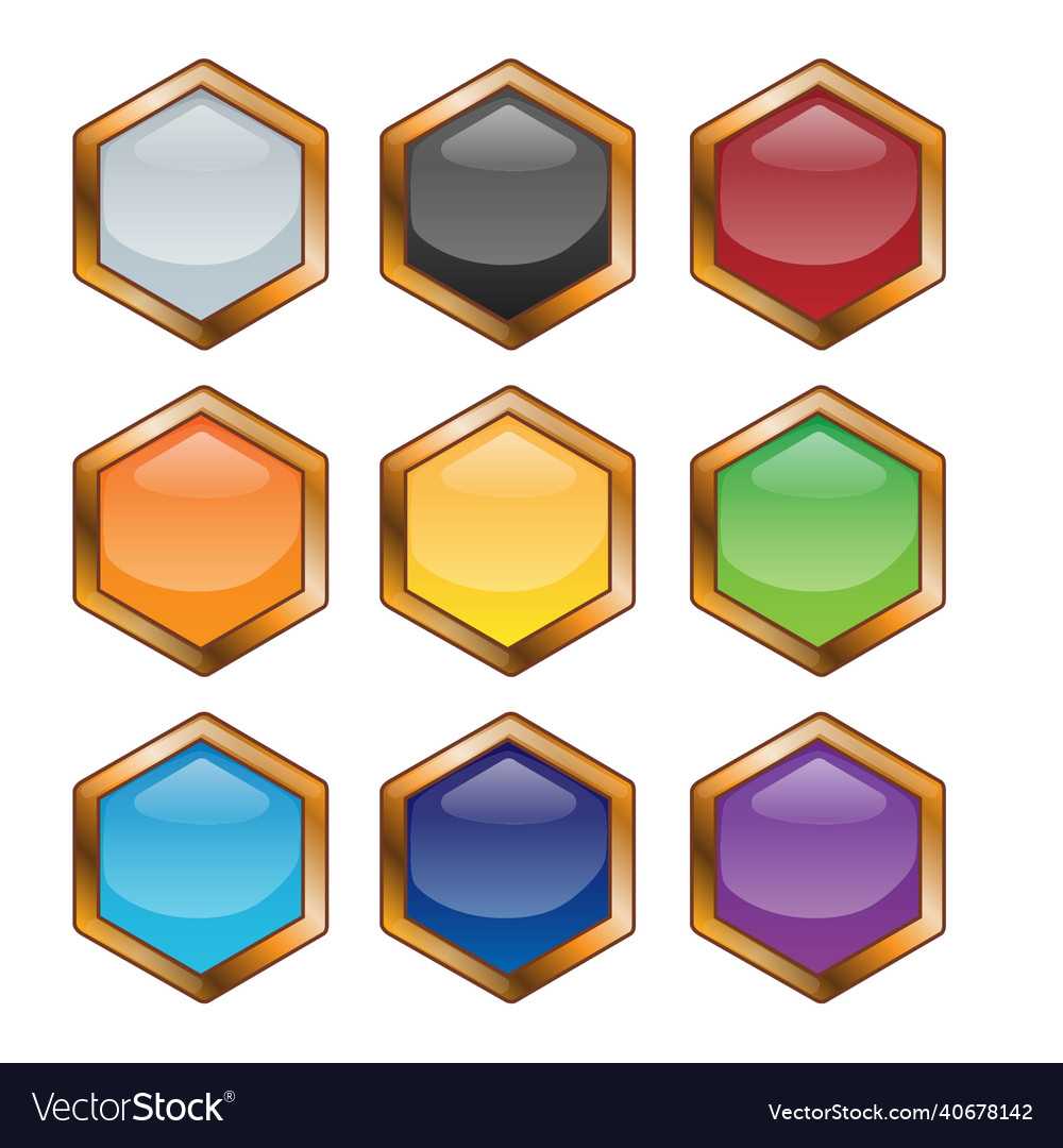 Set of bright blank buttons metallic frames Vector Image Set of bright blank buttons metallic frames