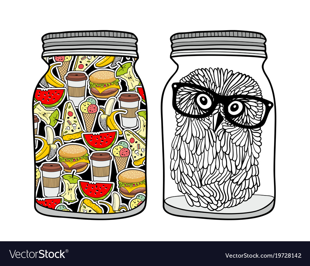 Set of jars with food