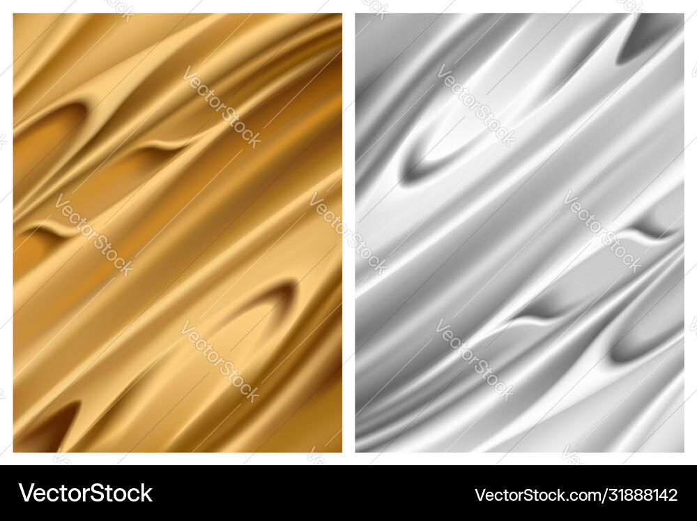 Set silver and gold foil textures metallic Vector Image