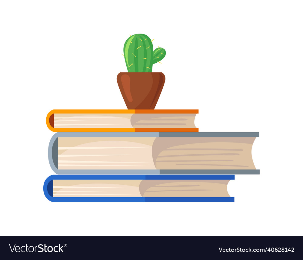 Stacked textbooks cartoon pile encyclopedias vector image Stacked textbooks cartoon pile encyclopedias