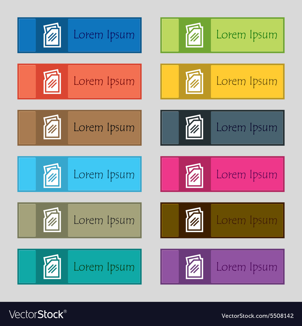 Text file icon sign set of twelve rectangular