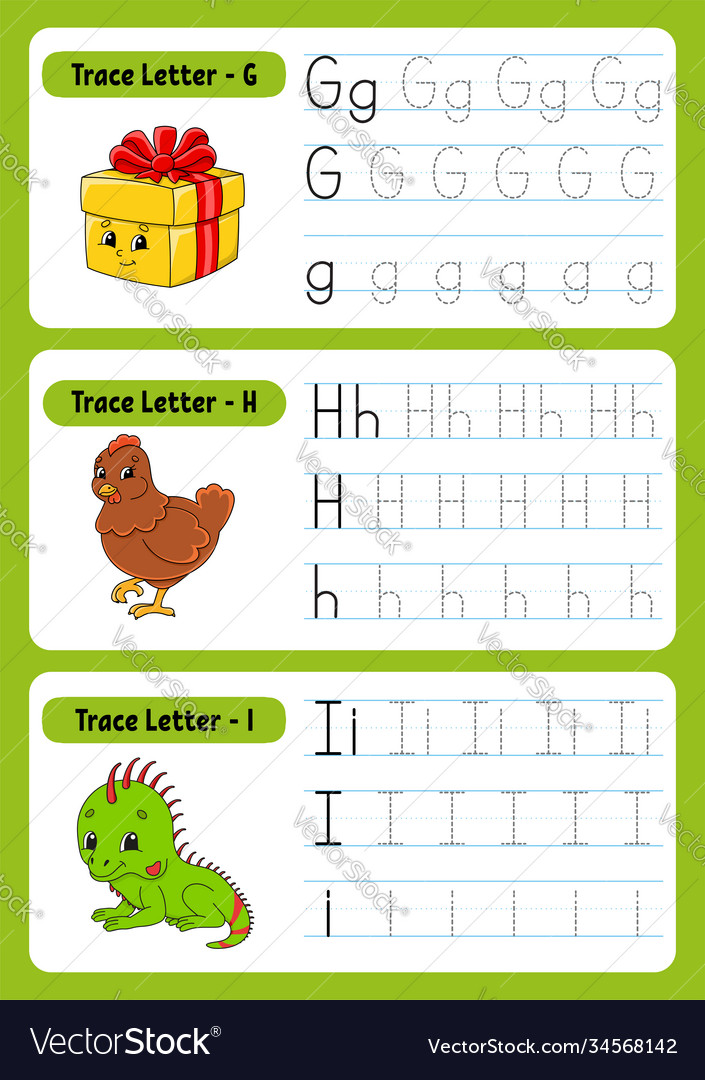 Writing letters tracing page practice sheet vector image Writing letters tracing page practice sheet