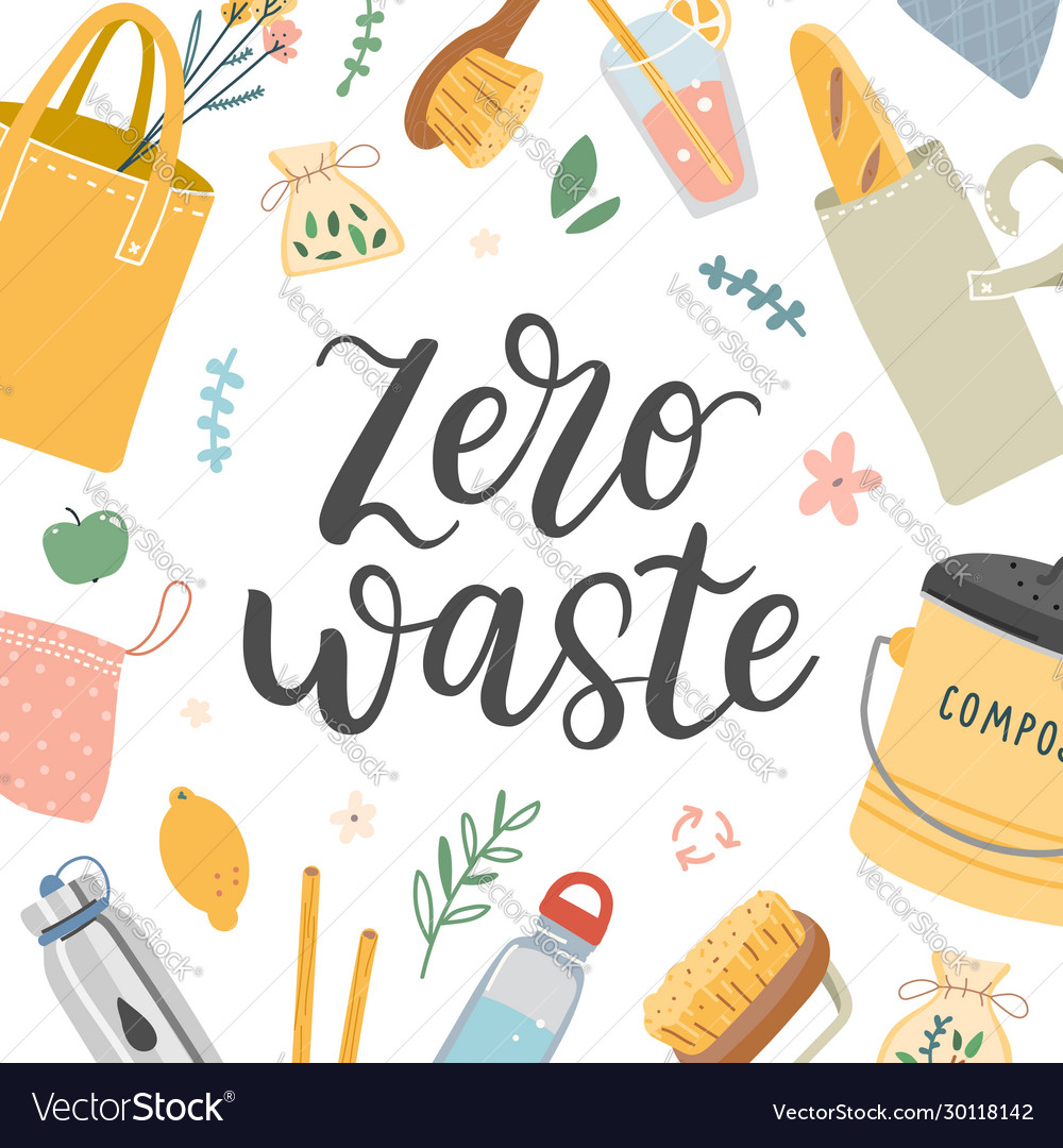 Zero waste banner with lettering