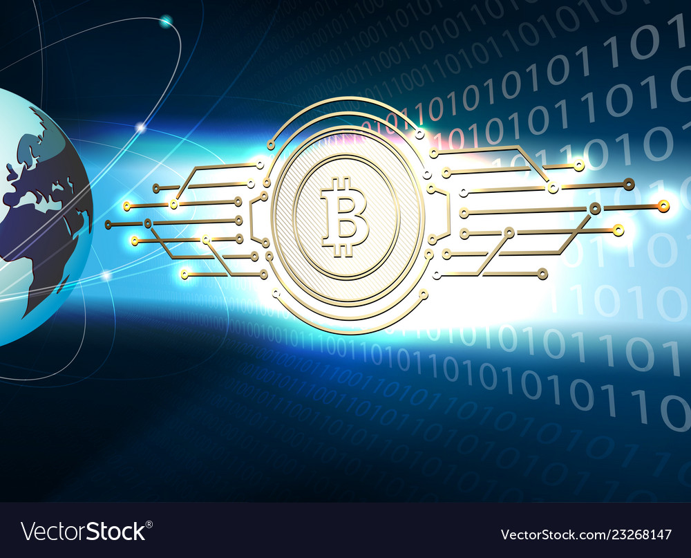 Abstract design with bitcoin sign and globe