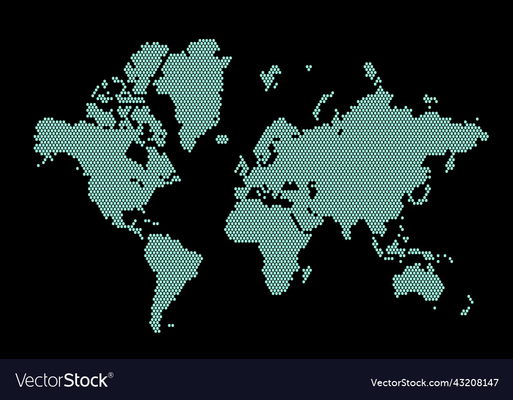 Abstract pixel world map halftone style