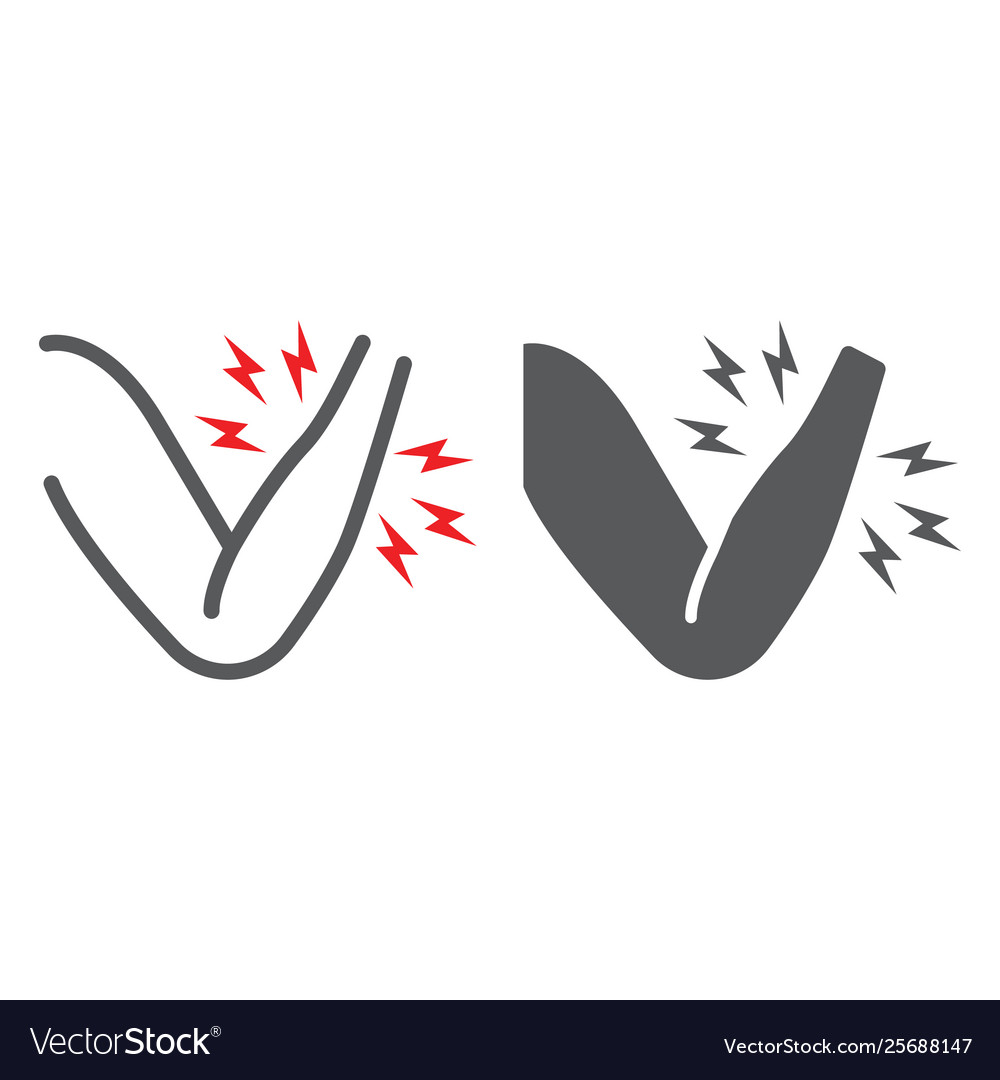 Arm ache line and glyph icon body pain hand vector image Arm ache line and glyph icon body pain hand