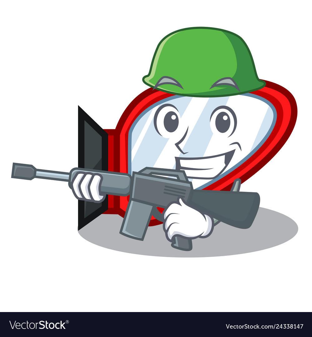 Army side mirror isolated with the character Vector Image Army side mirror isolated with the character