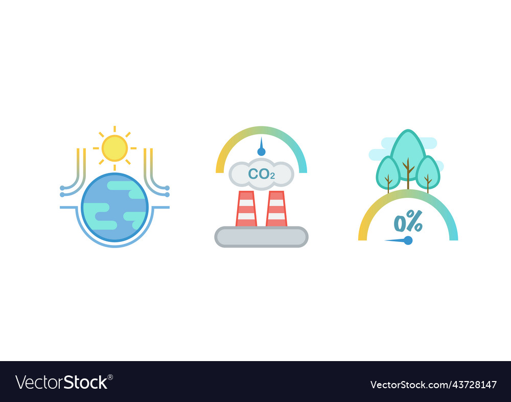 Climate change icons collection isolated on white Vector Image