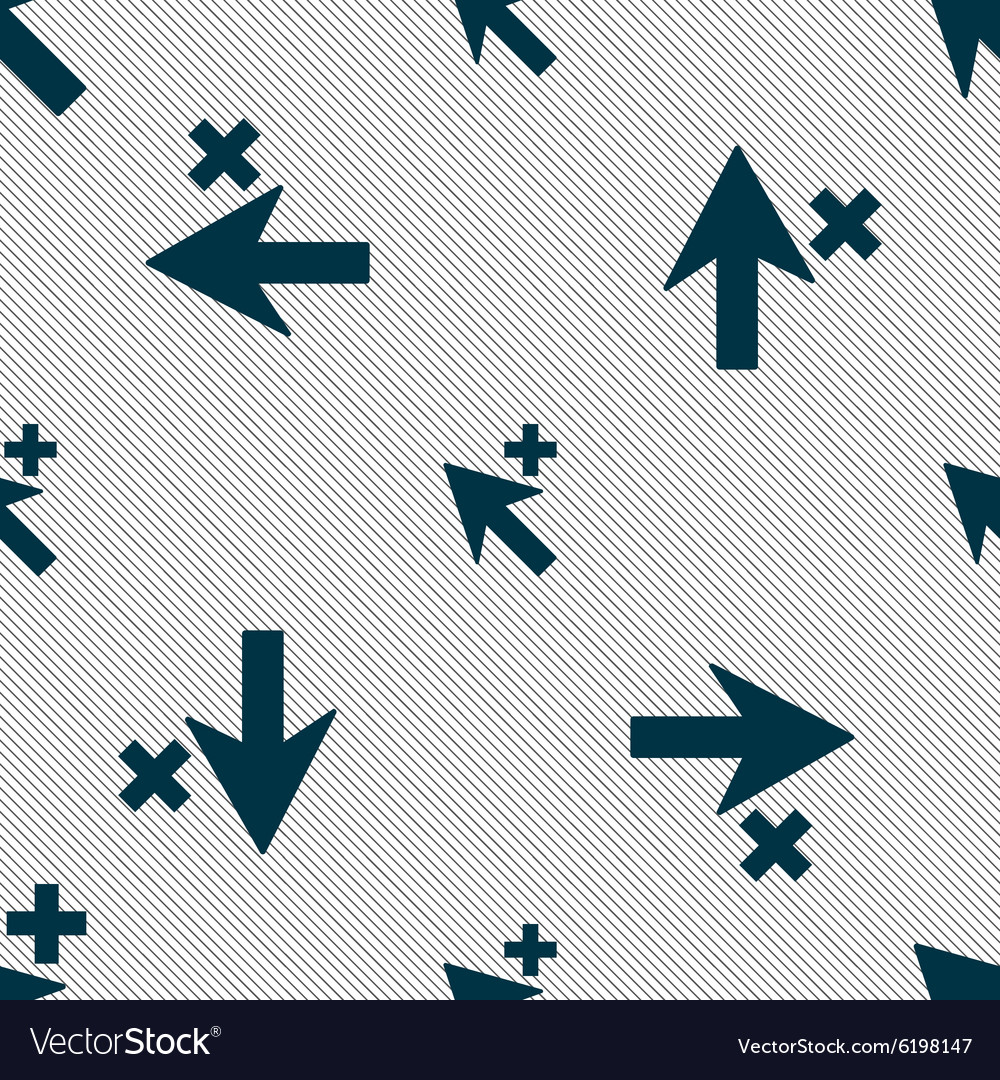 Cursor arrow plus add icon sign seamless pattern