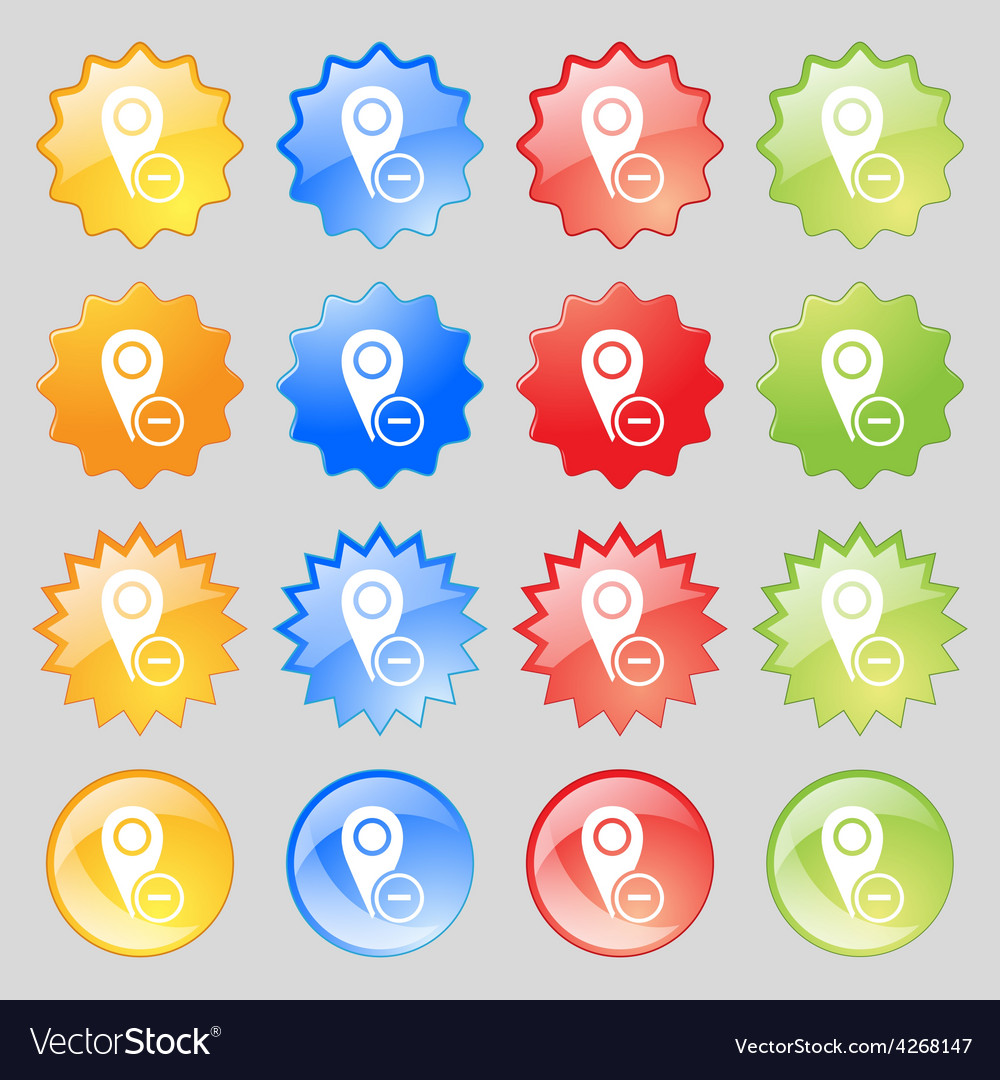 Map pointer icon sign big set of 16 colorful