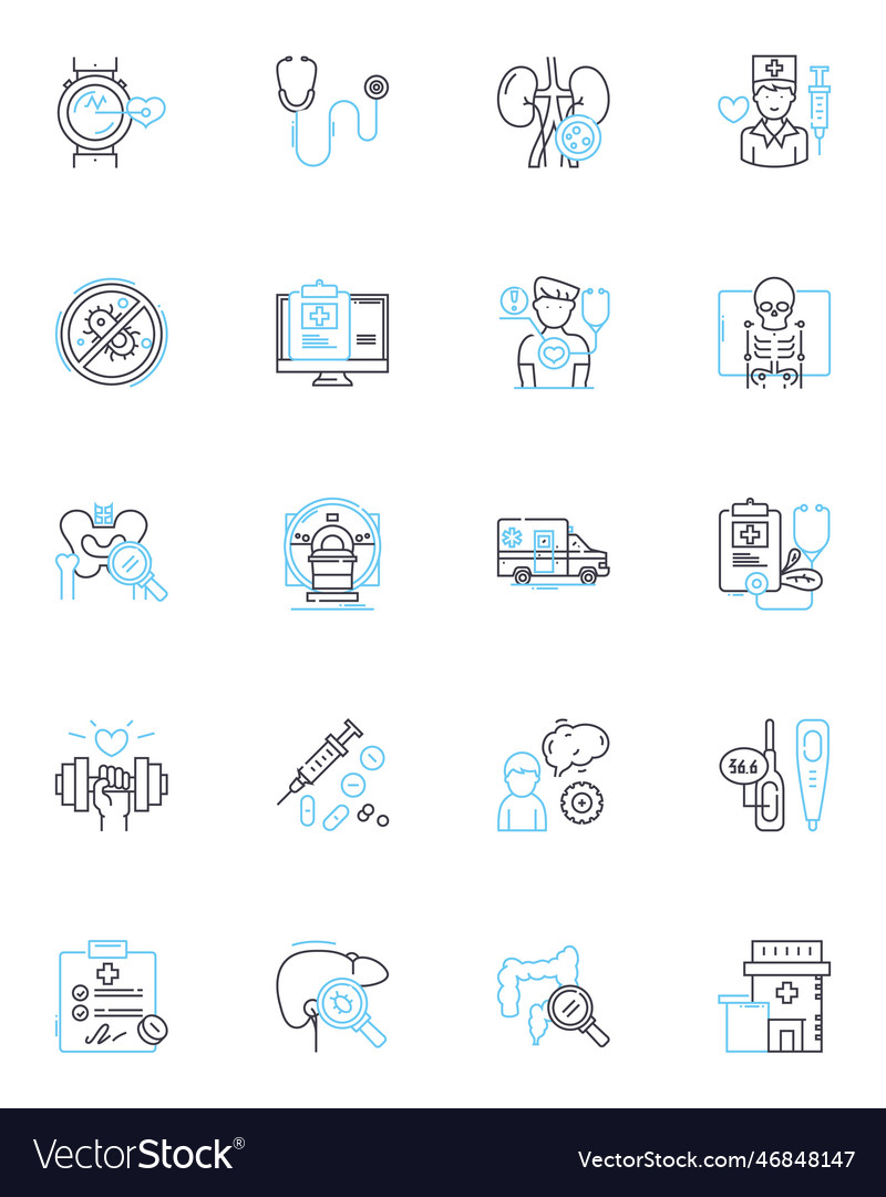 Medical facility linear icons set hospital Vector Image