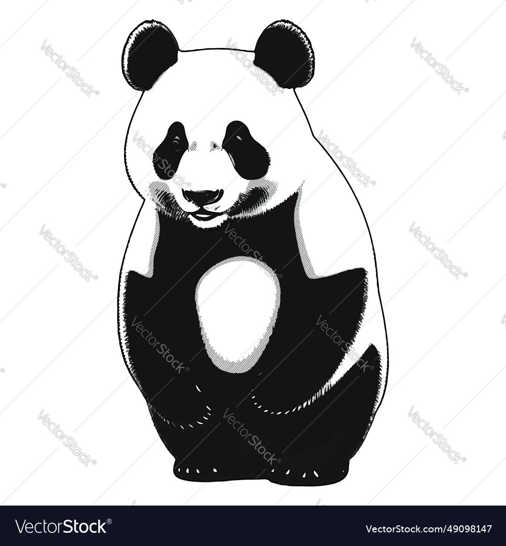 Panda silhouette in manga style on white