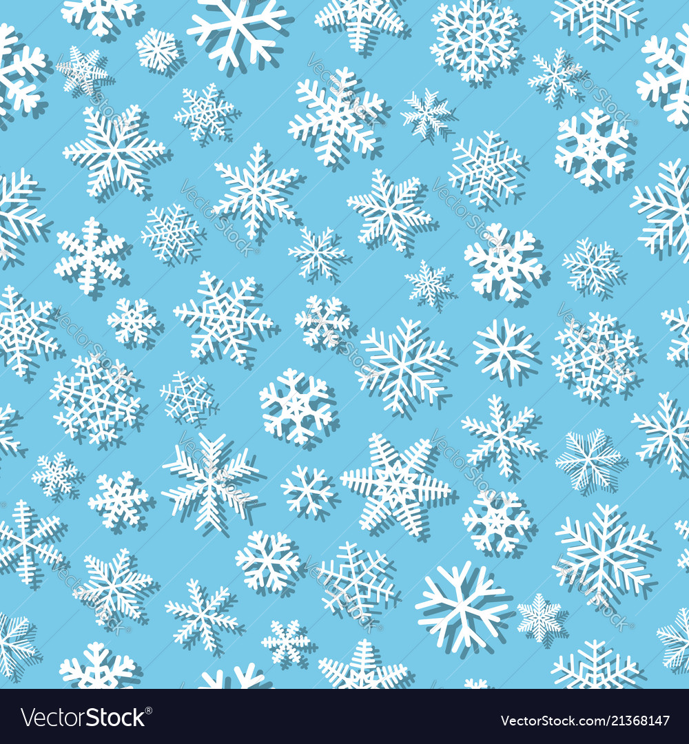 Seamless pattern of snowflakes with shadows vector image Seamless pattern of snowflakes with shadows