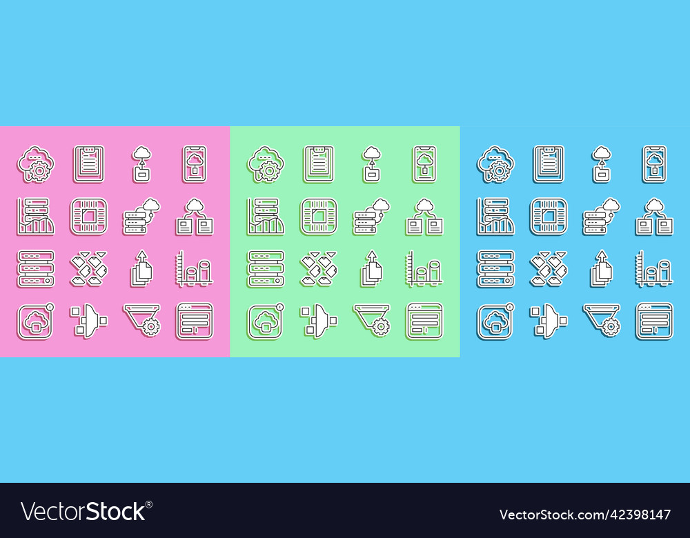 Set line browser window data analysis cloud vector image Set line browser window data analysis cloud