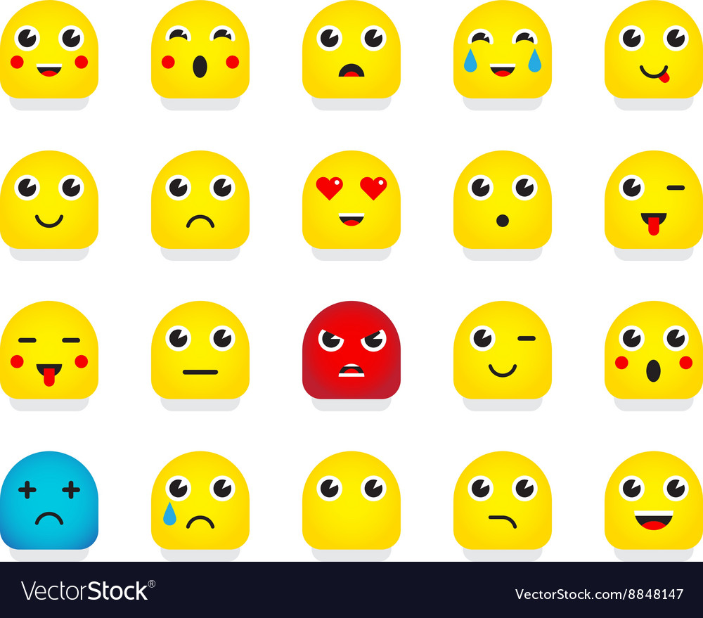 Set of emoticons or emoji Royalty Free Vector Image