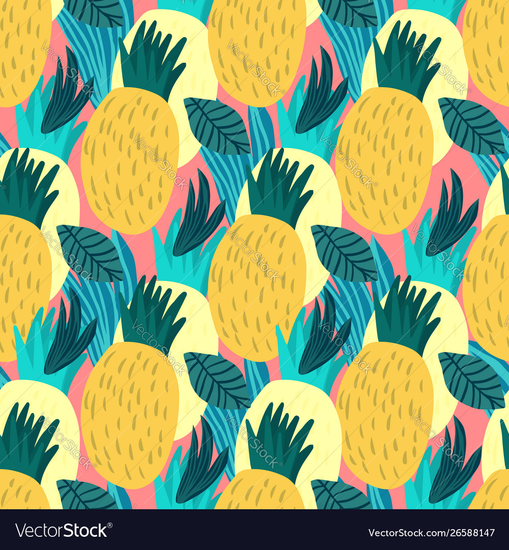 Sweet pineapple seamless pattern on pink