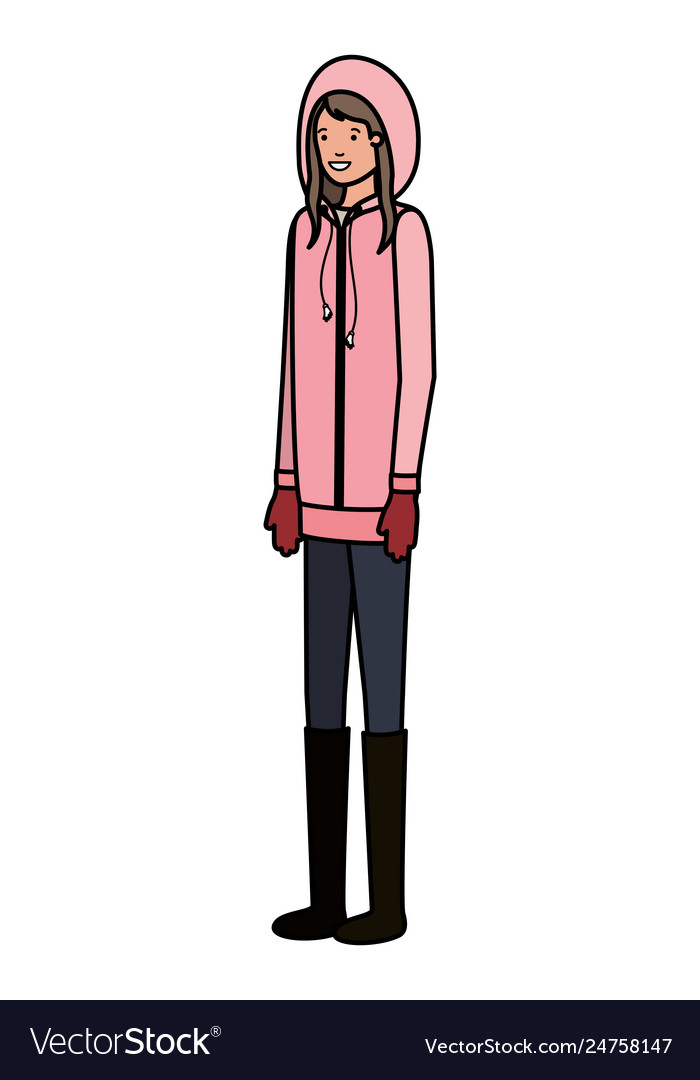 Junge Frau mit Winterkleidung Avatar Charakter vector image Junge Frau mit Winterkleidung Avatar Charakter