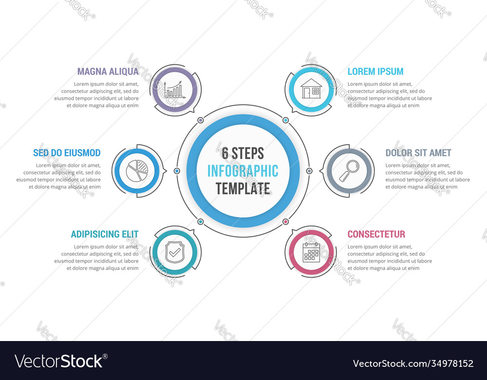 6 steps infographics Royalty Free Vector Image