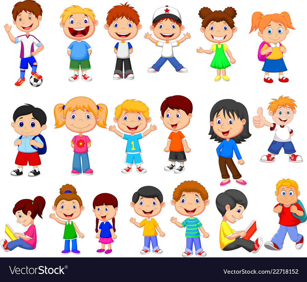 Cartoon happy children collection set Royalty Free Vector