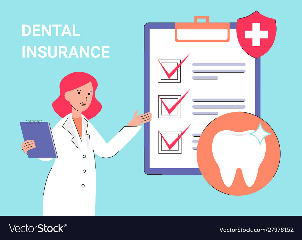 Dental Insurance Doctor Woman And Clipboard Vector Image
