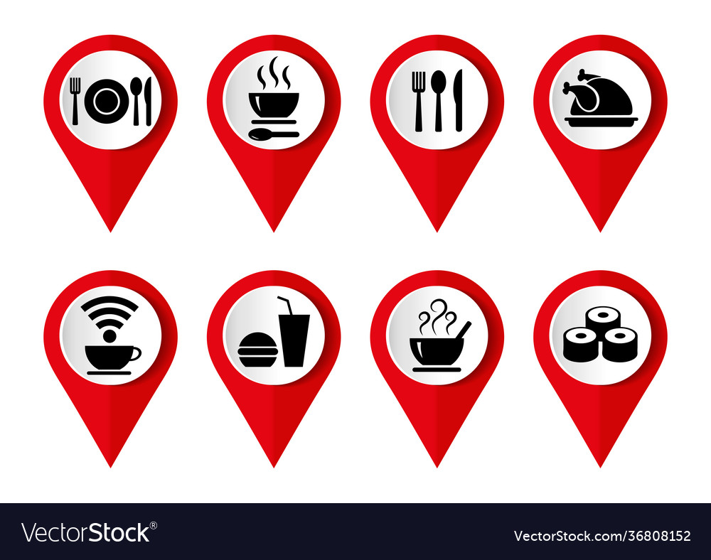 Food icon set flat design pointers infographic