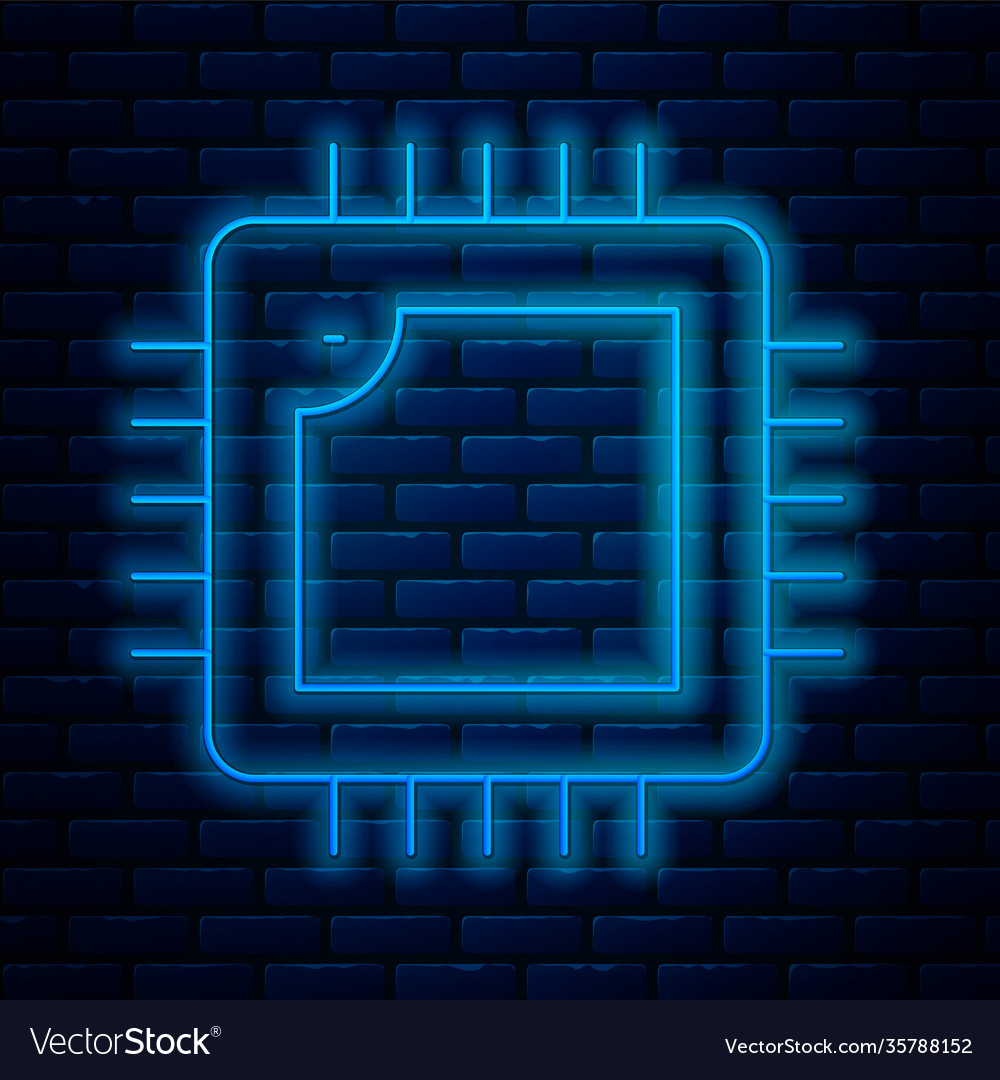 Glowing neon line computer processor