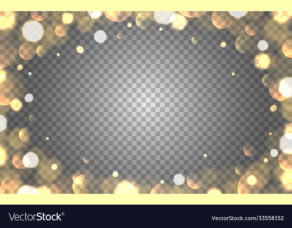 Gold bokeh frame on transparent backdrop vector image Gold bokeh frame on transparent backdrop