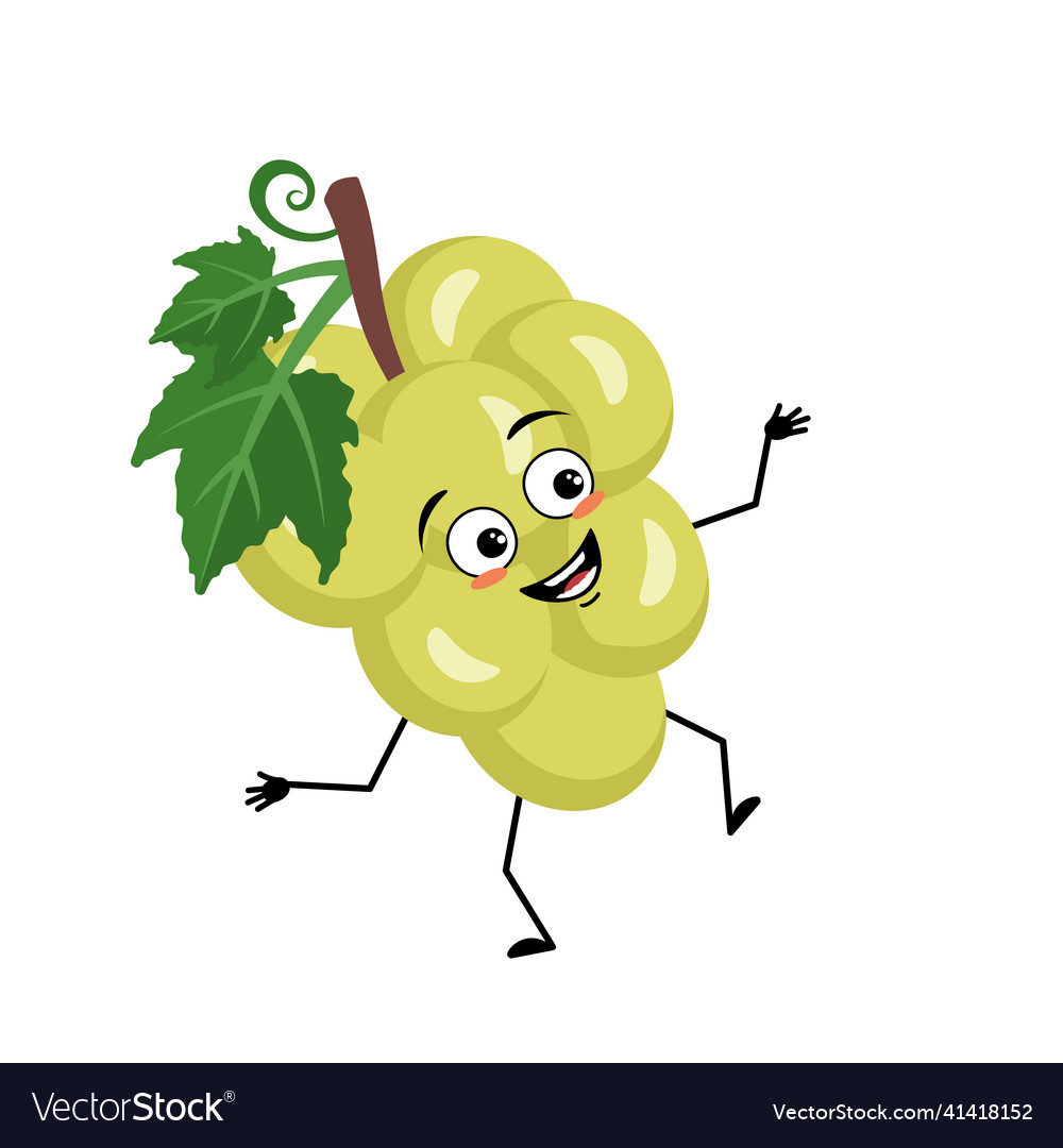 Grape character with happy emotion vector image Grape character with happy emotion