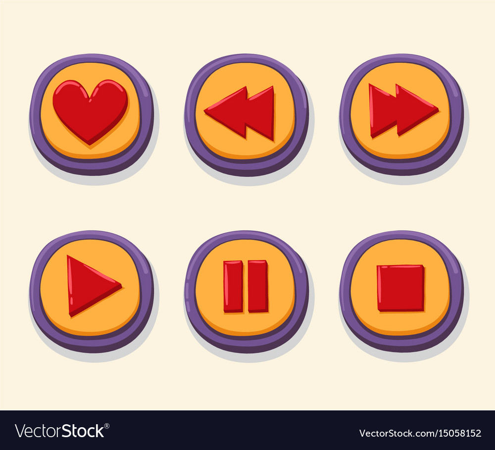 Hand drawn 3d web buttons for the player like