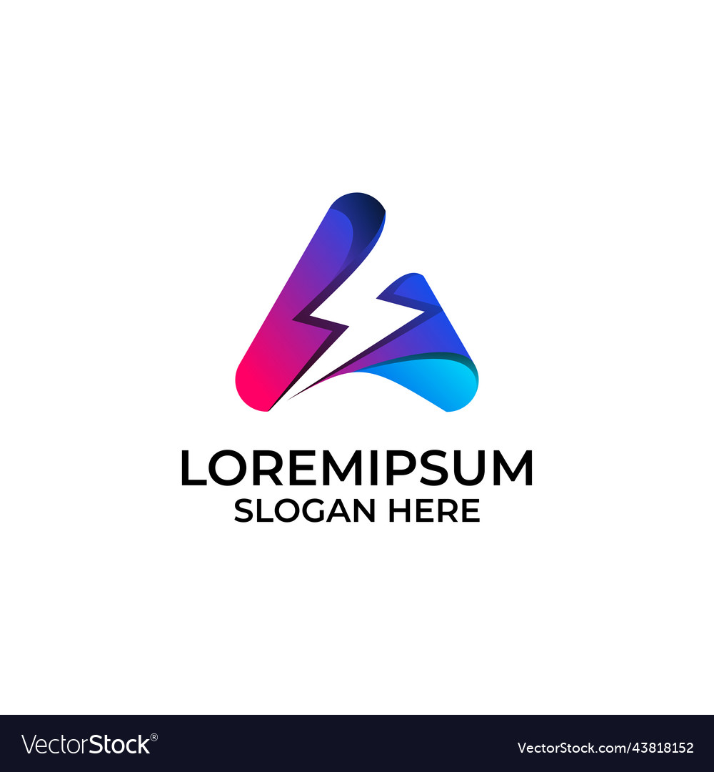 Lightning in triangle logo design