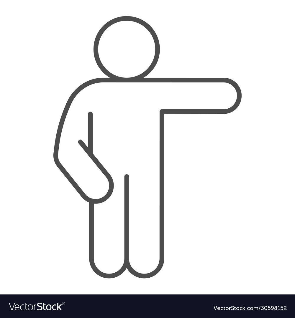 Man point to right thin line icon