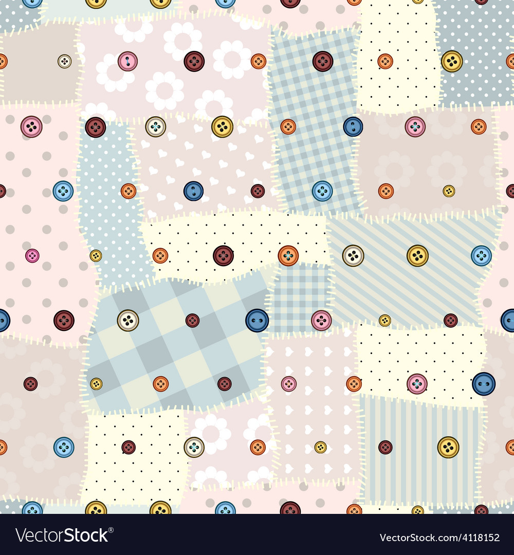 Patchwork with colorful buttons
