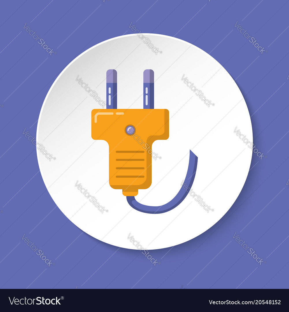 Plug icon in flat style on round button