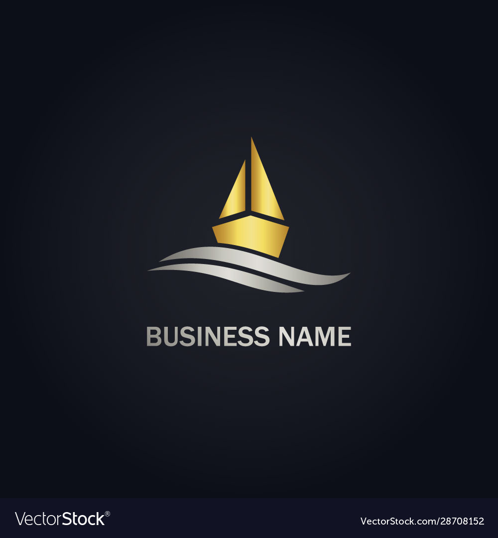 Sailing boat ocean gold logo Royalty Free Vector Image