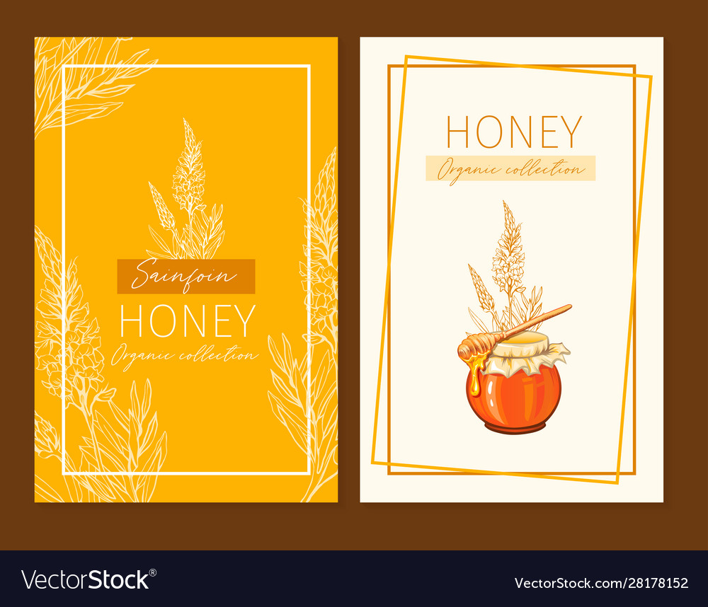 Sainfoin honey print template yellow and orange