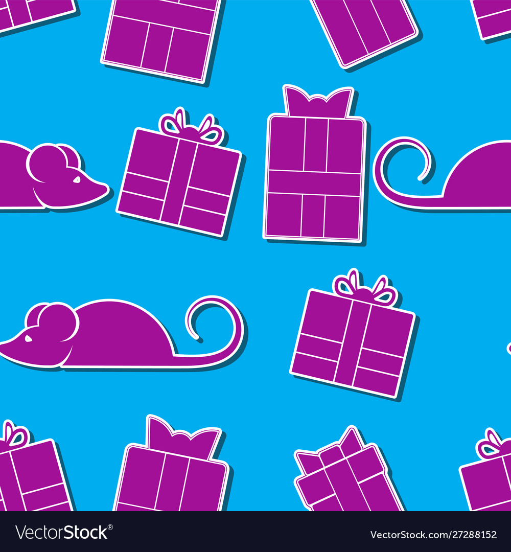 Seamless mouse silhouette background and gift