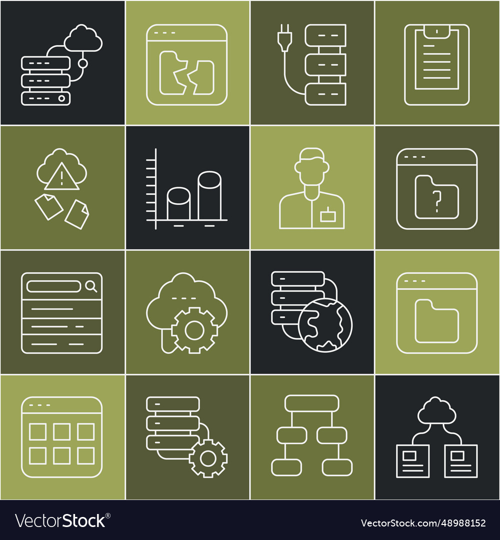 Set line cloud technology data transfer browser vector image Set line cloud technology data transfer browser