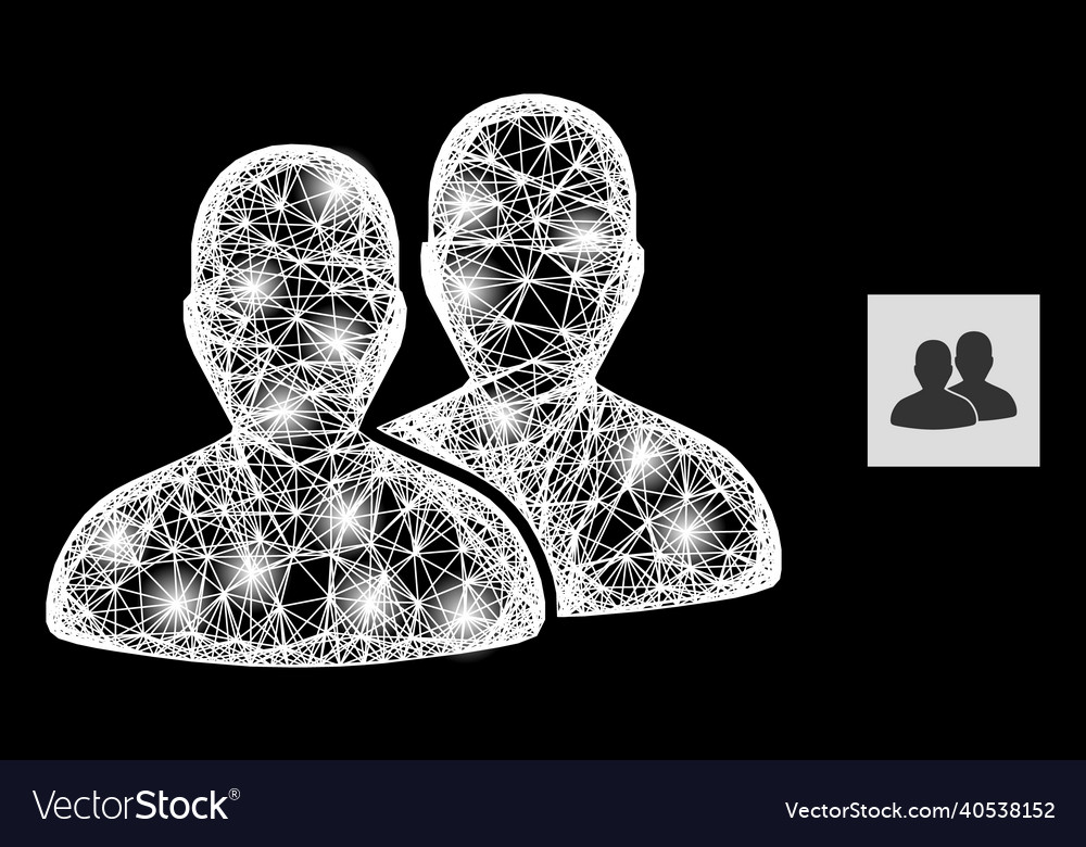 Shining intersected mesh users icon with light vector image Shining intersected mesh users icon with light