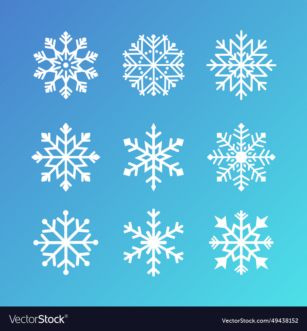 Snowflakes set snowflake flat icons vector image Snowflakes set snowflake flat icons