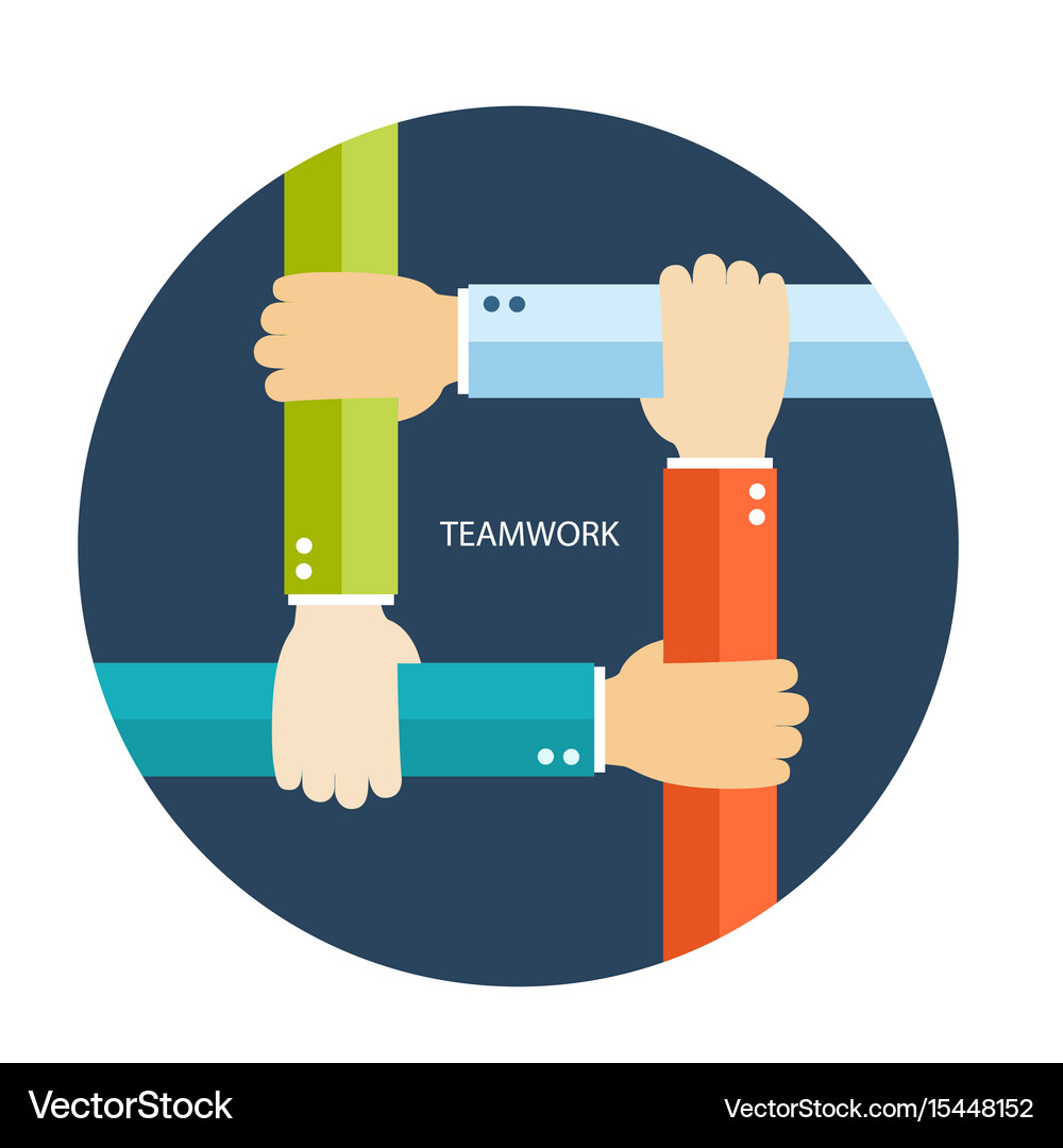 Teamwork flat with hands Royalty Free Vector Image